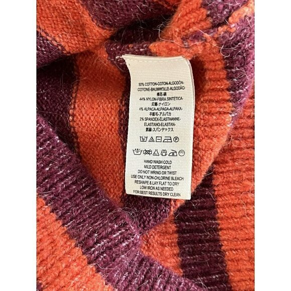 Free People Complete Me Orange Striped Alpaca Wool Blend Sweater Womans Sz M NWT - Picture 9 of 11
